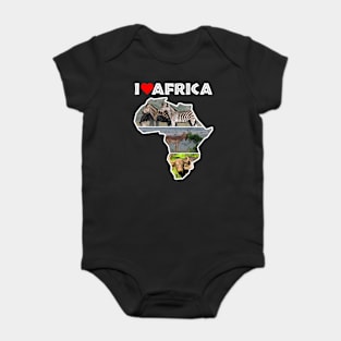 I Love Africa Wildlife Collage Map Baby Bodysuit